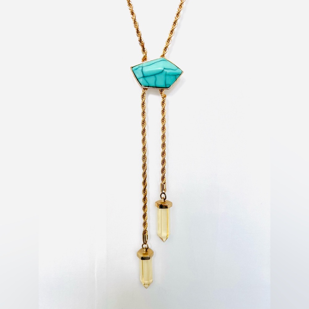 Gold&Turquoise Opera Necklace - Picture 2 of 2